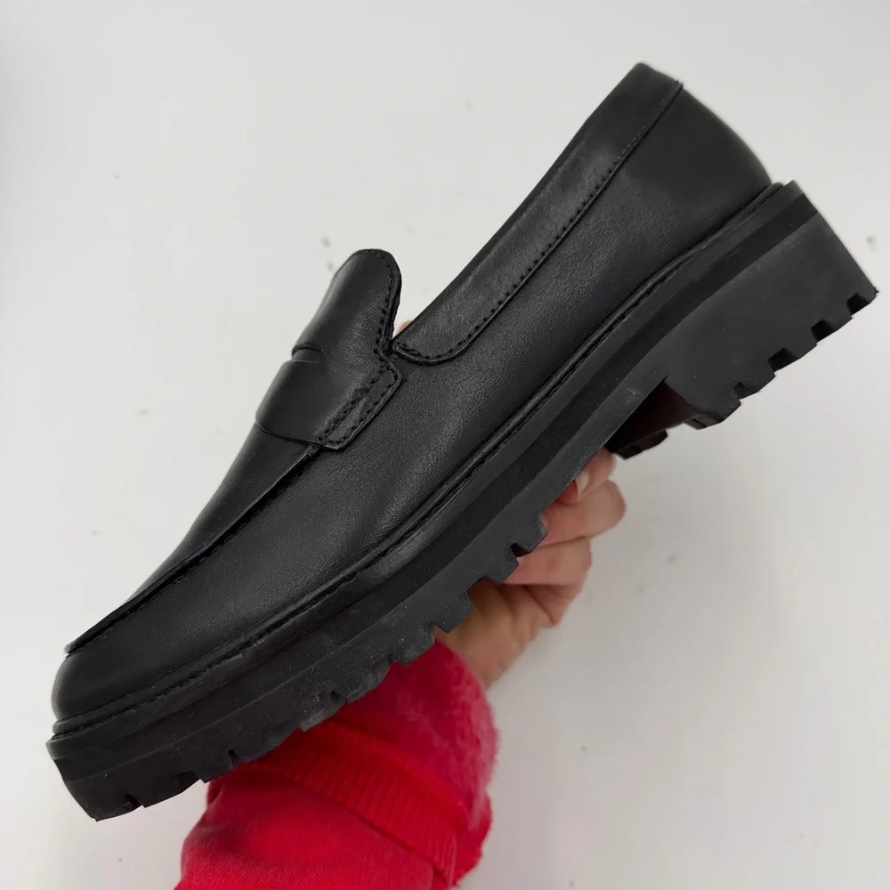 NEW Everlane Black Leather‎ Chunky Lug Sole Loafer in Size 7.5